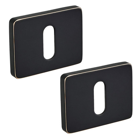 Szyld Drzwiowy Prostokątny Na Klucz Czarno-Złoty Rozeta Wewnętrzna