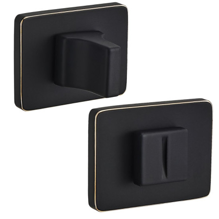 Szyld Drzwiowy WC Prostokątny Czarno-Złoty Rozeta Łazienka