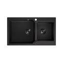 Zlewozmywak Granitowy Dwukomorowy Czarny MILOS