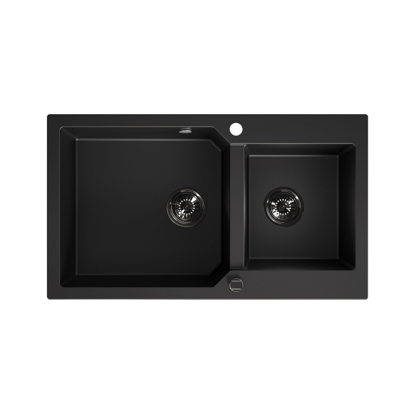 Zlewozmywak Granitowy Dwukomorowy Czarny MILOS