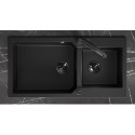 Zlewozmywak Granitowy Dwukomorowy Czarny MILOS