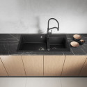 Zlewozmywak Granitowy Dwukomorowy Czarny MILOS
