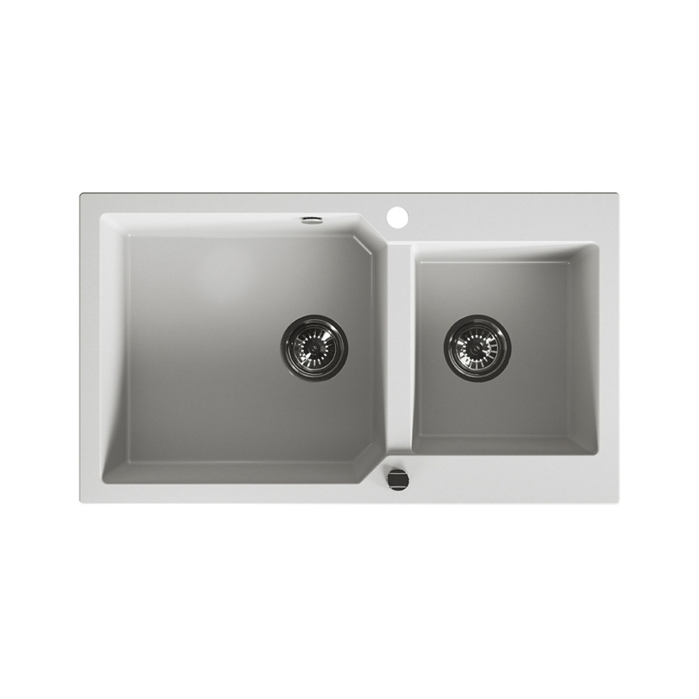 Zlewozmywak Granitowy Dwukomorowy Biały MILOS