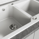Zlewozmywak Granitowy Dwukomorowy Biały MILOS