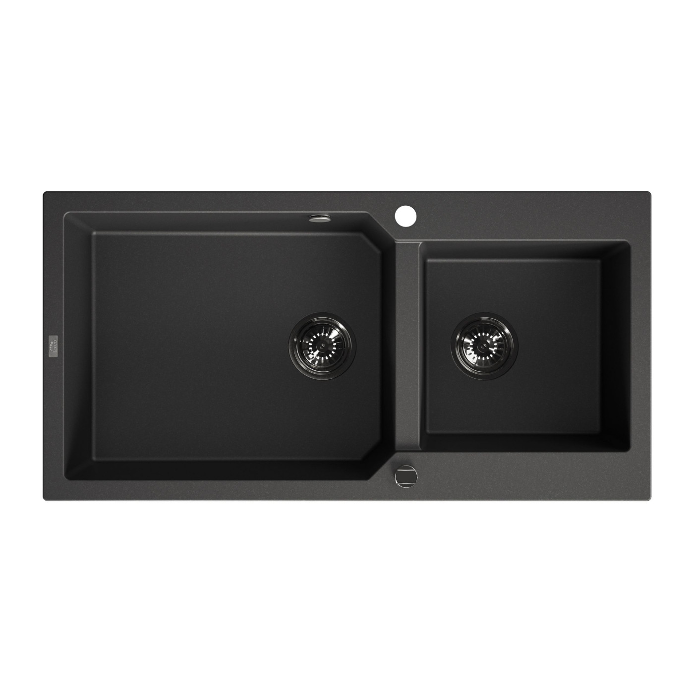 Zlewozmywak Granitowy Dwukomorowy Czarny MILOS