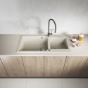 Zlewozmywak Granitowy Dwukomorowy Beżowy MILOS Zlewozmywak Granitowy Dwukomorowy Beżowy MILOS