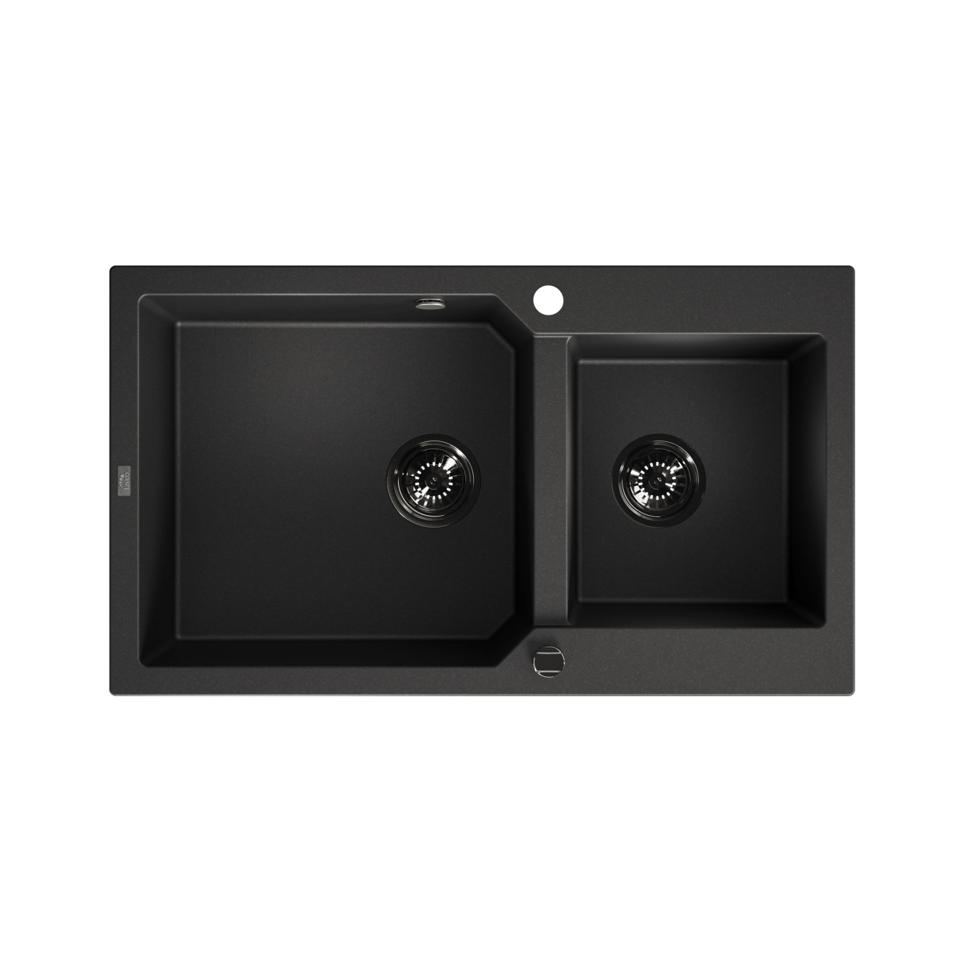 Zlewozmywak Granitowy 2 komorowy 50x86cm z syfonem Czarny MILOS Laveo