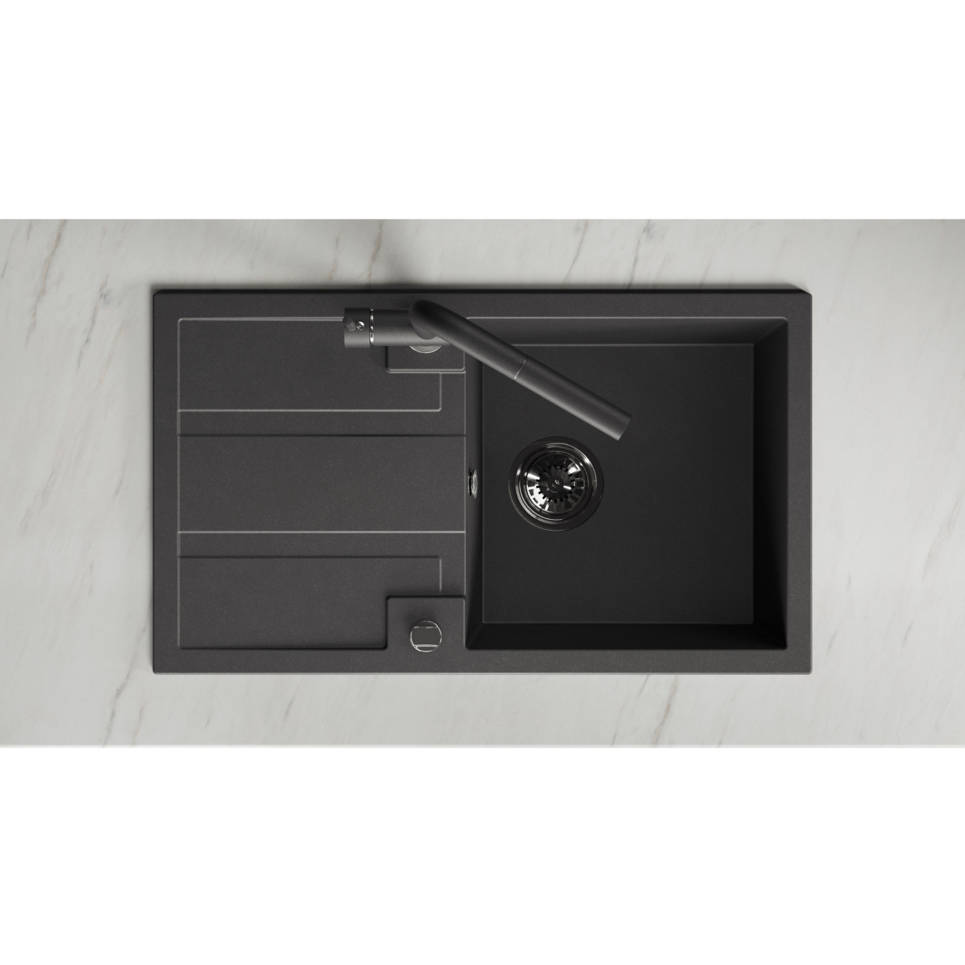 Zlew Zlewozmywak Jednokomorowy Czarny z Ociekaczem BARBADOS