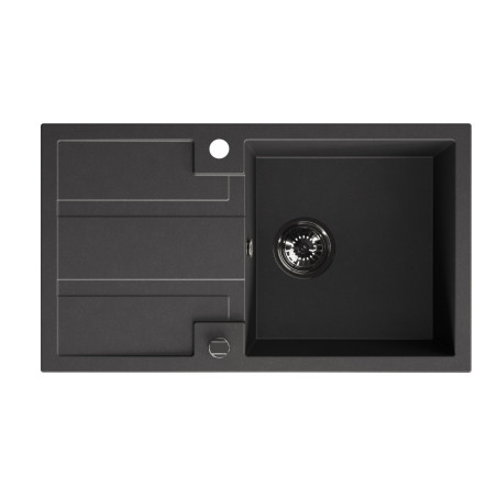 Zlew Zlewozmywak Jednokomorowy Czarny z Ociekaczem BARBADOS