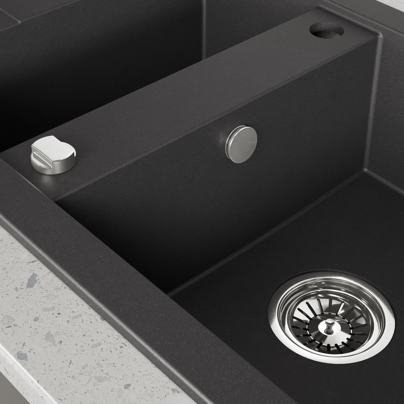 Zlew Zlewozmywak Granitowy Czarny 1,5 Komorowy Zlew Zlewozmywak Granitowy Czarny 1,5 Komorowy