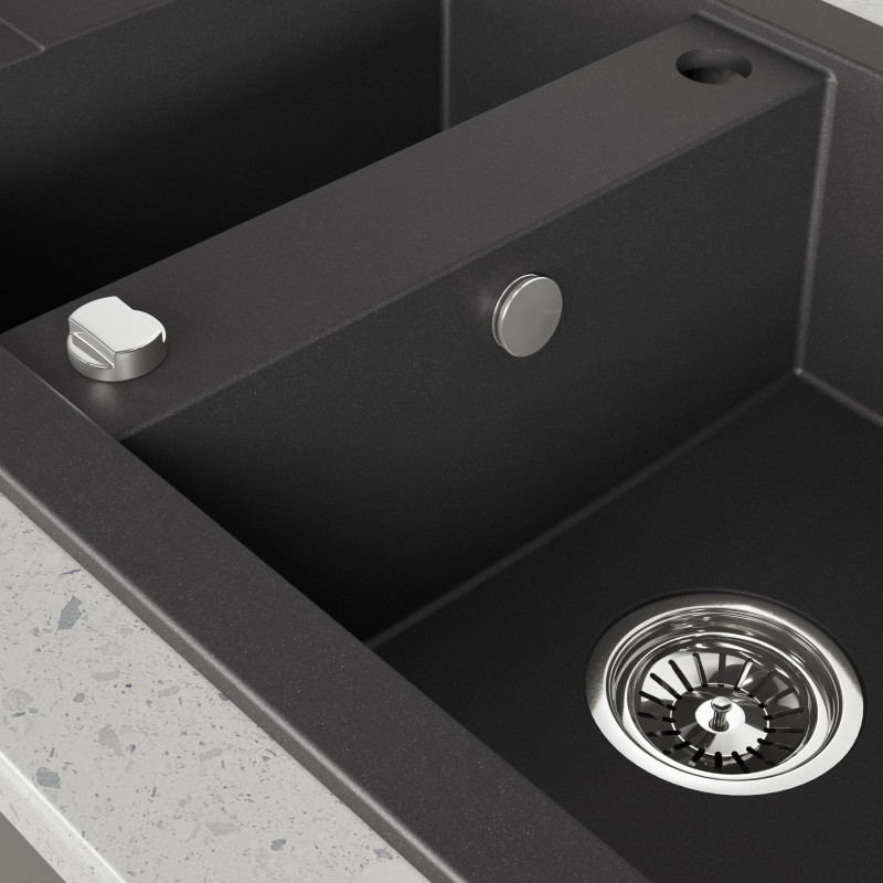 Zlew Zlewozmywak Granitowy Czarny 1,5 Komorowy Zlew Zlewozmywak Granitowy Czarny 1,5 Komorowy