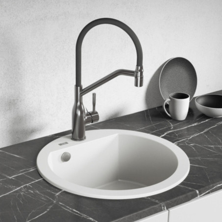 Zlewozmywak Jednokomorowy Biały Okrągły Dafne