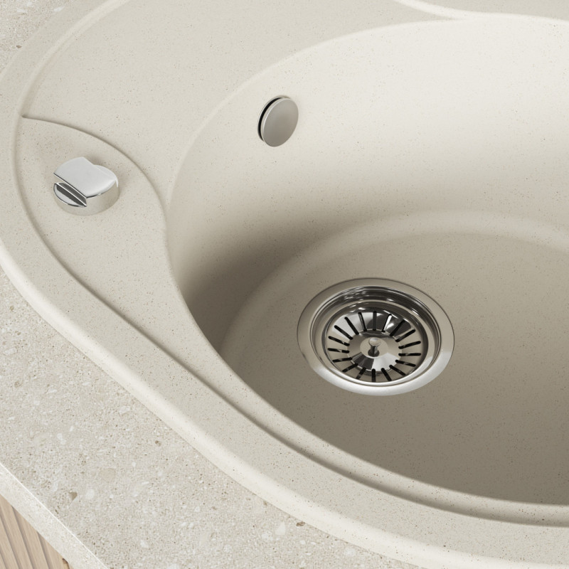 Zlew Zlewozmywak Jednokomorowy Beżowy z Ociekaczem