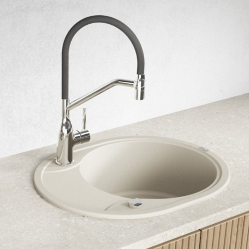 Zlew Zlewozmywak Jednokomorowy Beżowy z Ociekaczem