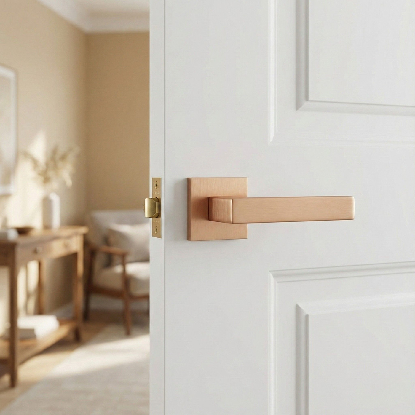 Klamka do Drzwi Wewnętrznych, Klamka Wewnętrzna Różowe Złoto KVADRATO Klamka do Drzwi Wewnętrznych, Klamka Wewnętrzna Różowe Złoto KVADRATO