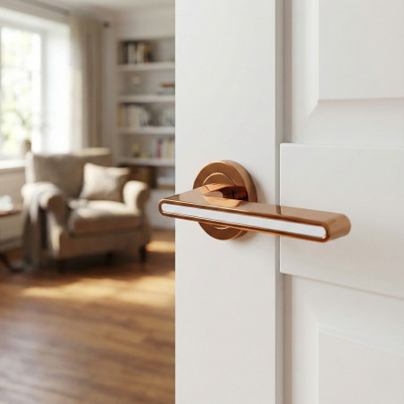 Klamka Wewnętrzna ELIKA Biała / Różowe złoto