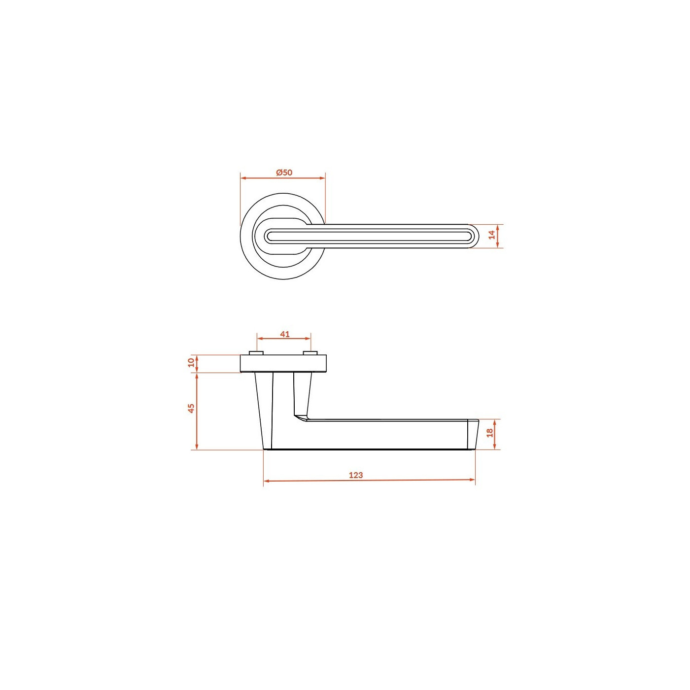 Klamka Wewnętrzna ELIKA Czarna / Chrom