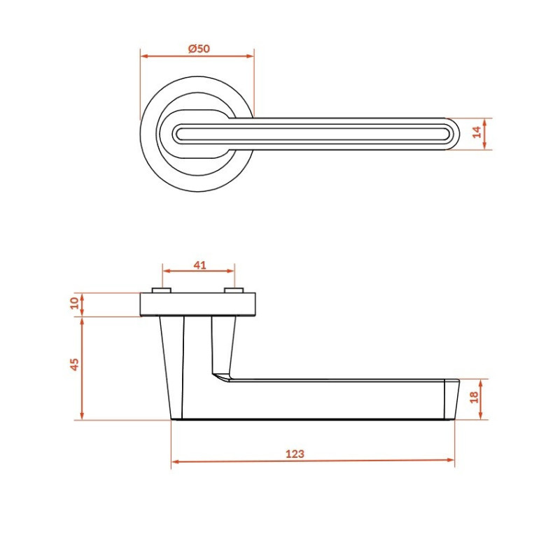 Klamka Wewnętrzna ELIKA Czarna / Chrom