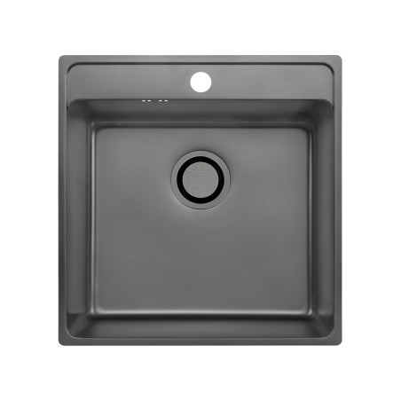 Zlewozmywak Jednokomorowy Zlew Stalowy z Syfonem BESOS Grafit Len