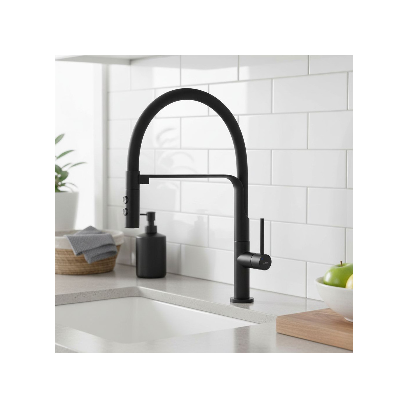 Bateria Zlewozmywakowa Stojąca z wylewką U SILUETTO Czarna Kuchinox