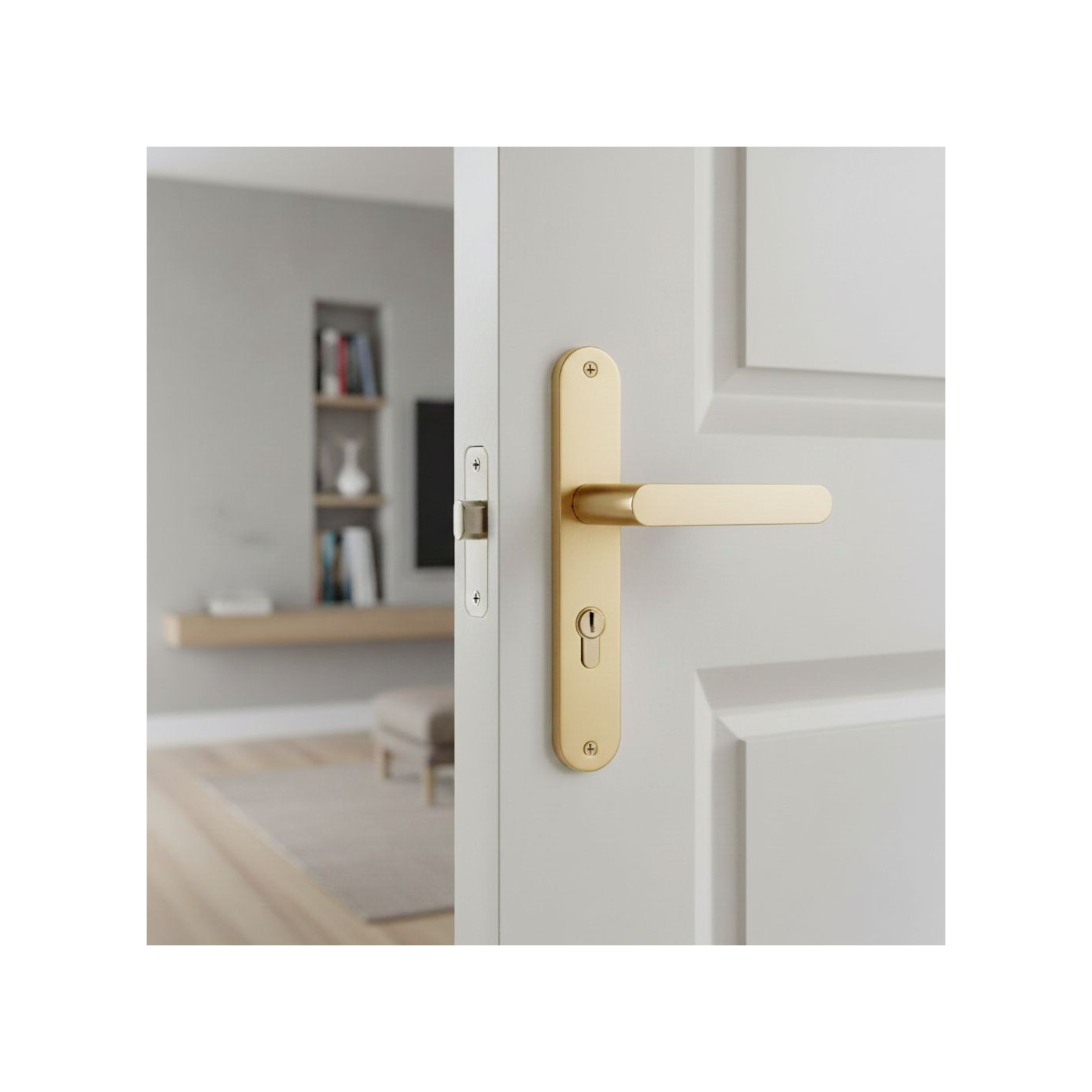 Klamka Wewnętrzna na szyldzie długim na wkładkę Malaga Złota Kuchinox