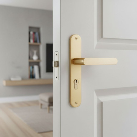 Klamka Wewnętrzna na szyldzie długim na wkładkę Malaga Złota Kuchinox