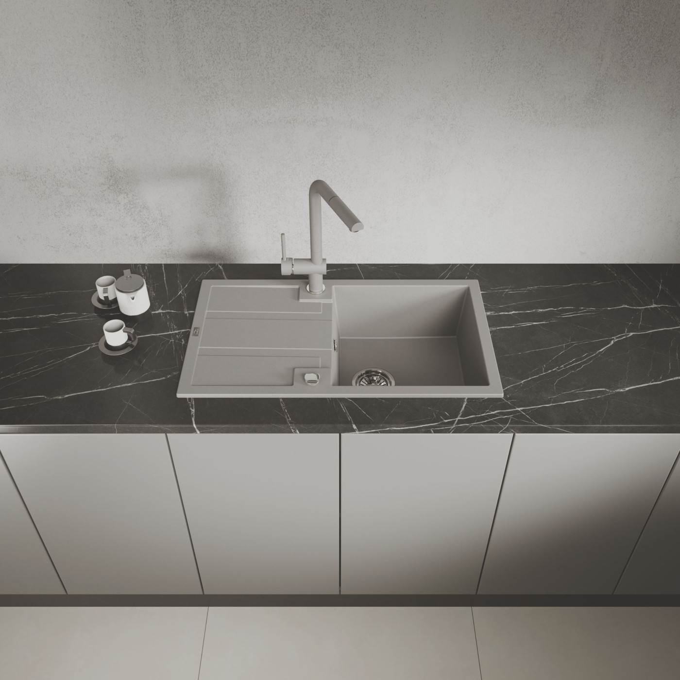 Zlew Zlewozmywak Jednokomorowy Szary z Ociekaczem