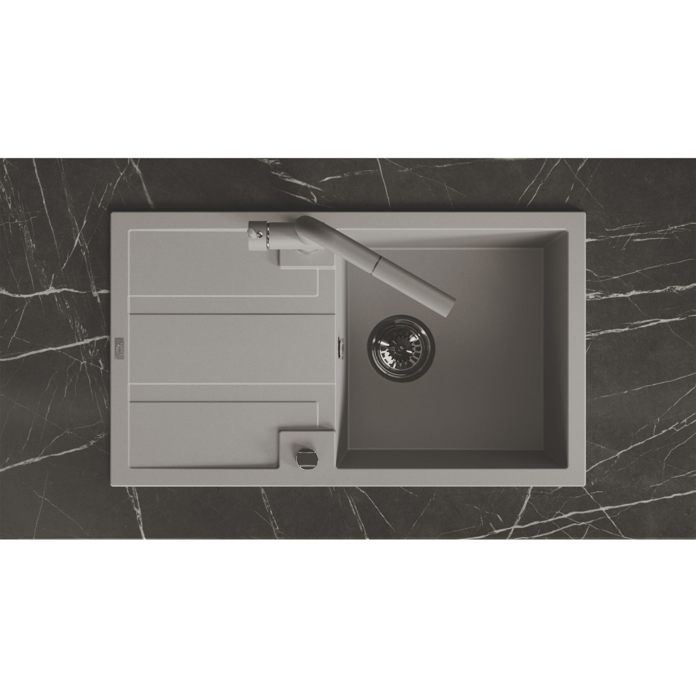 Zlew Zlewozmywak Jednokomorowy Szary z Ociekaczem