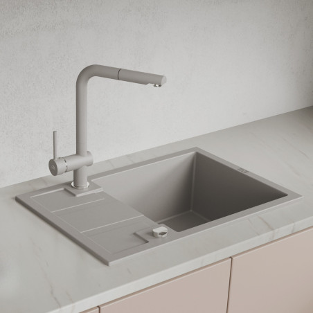 Zlew Zlewozmywak Jednokomorowy Szary z Półociekaczem Barbados Zlew Zlewozmywak Jednokomorowy Szary z Półociekaczem Barbados