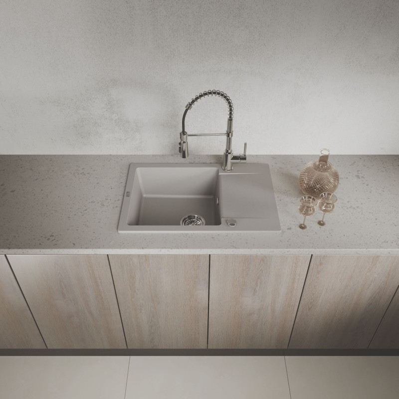 Zlewozmywak Granitowy Jednokomorowy Szary CELEBES