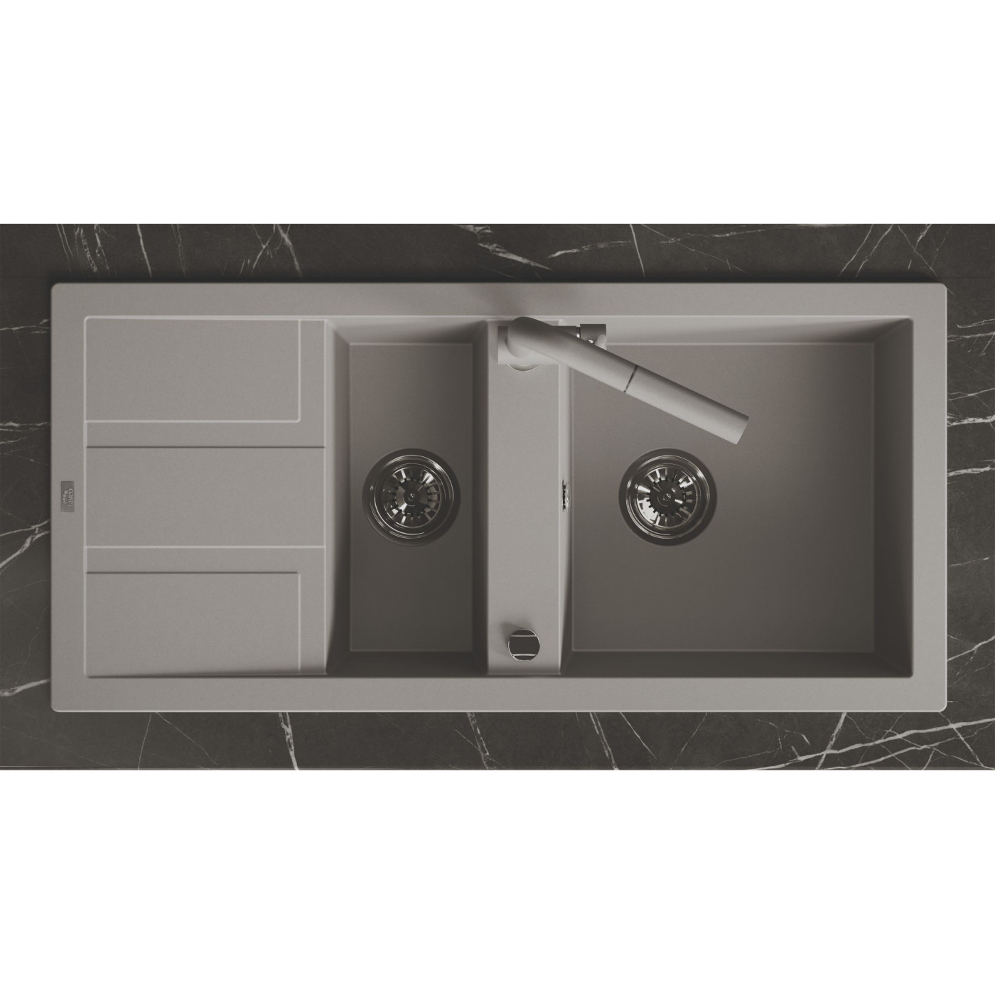 Zlew Zlewozmywak Granitowy Szary 1,5 Komorowy Zlew Zlewozmywak Granitowy Szary 1,5 Komorowy