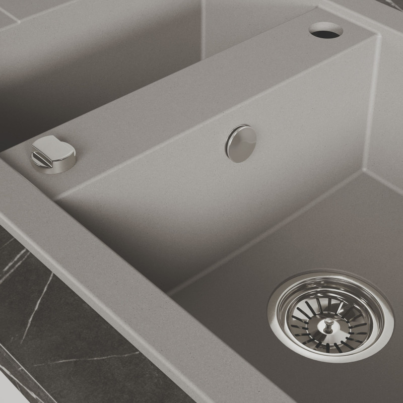 Zlew Zlewozmywak Granitowy Szary 1,5 Komorowy Zlew Zlewozmywak Granitowy Szary 1,5 Komorowy