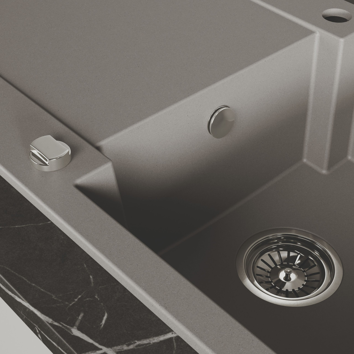 Zlewozmywak Granitowy Z Ociekaczem Chichi Szary 740x480 mm