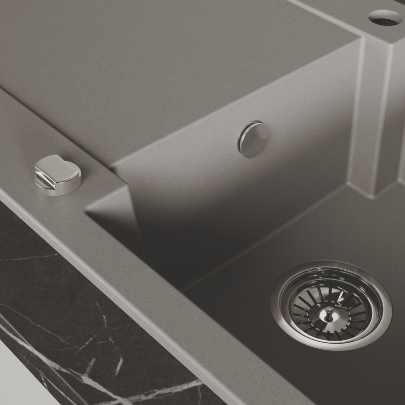 Zlewozmywak Granitowy Z Ociekaczem Chichi Szary 740x480 mm