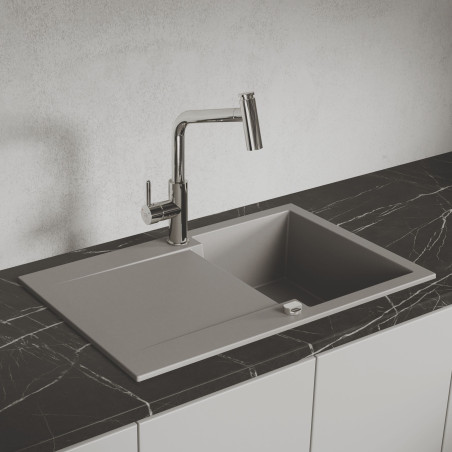 Zlewozmywak Granitowy Z Ociekaczem Chichi Szary 740x480 mm