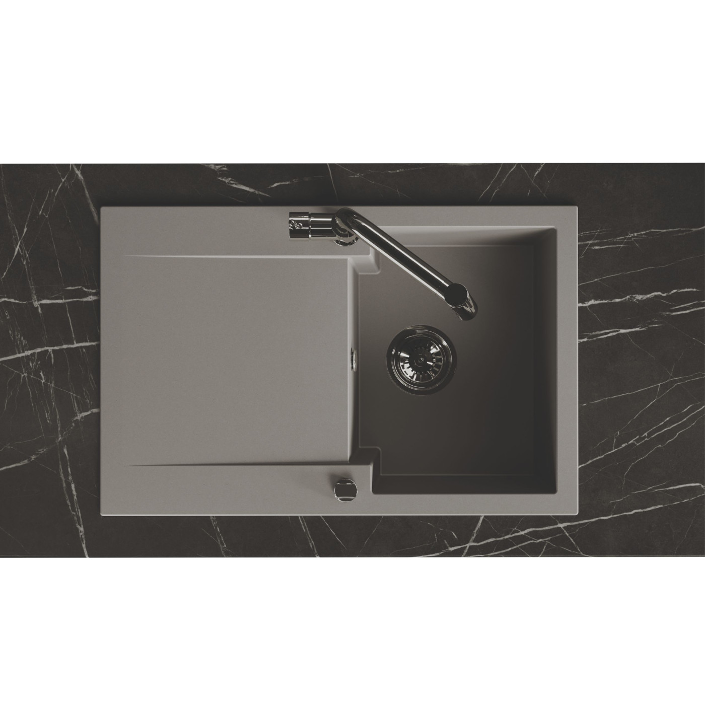 Zlewozmywak Granitowy Z Ociekaczem Chichi Szary 740x480 mm