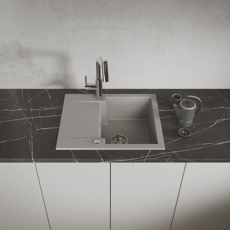 Zlew Zlewozmywak Granitowy Szary 1 komorowy Chichi 580x480 mm Zlew Zlewozmywak Granitowy Szary 1 komorowy Chichi 580x480 mm