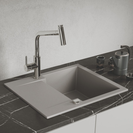 Zlew Zlewozmywak Granitowy Szary 1 komorowy Chichi 580x480 mm