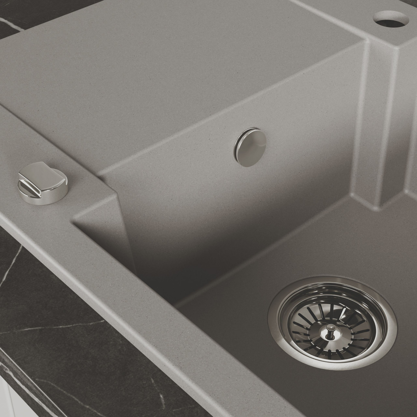 Zlew Zlewozmywak Granitowy Szary 1 komorowy Chichi 580x480 mm Zlew Zlewozmywak Granitowy Szary 1 komorowy Chichi 580x480 mm