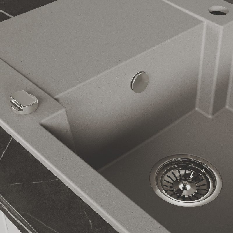 Zlew Zlewozmywak Granitowy Szary 1 komorowy Chichi 580x480 mm Zlew Zlewozmywak Granitowy Szary 1 komorowy Chichi 580x480 mm