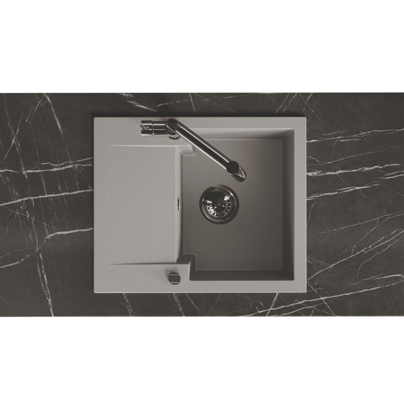 Zlew Zlewozmywak Granitowy Szary 1 komorowy Chichi 580x480 mm Zlew Zlewozmywak Granitowy Szary 1 komorowy Chichi 580x480 mm