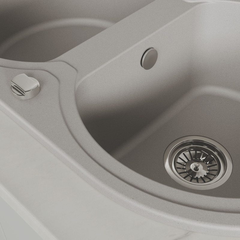 Zlew Zlewozmywak Granitowy Szary 2 Komorowy DAFNE