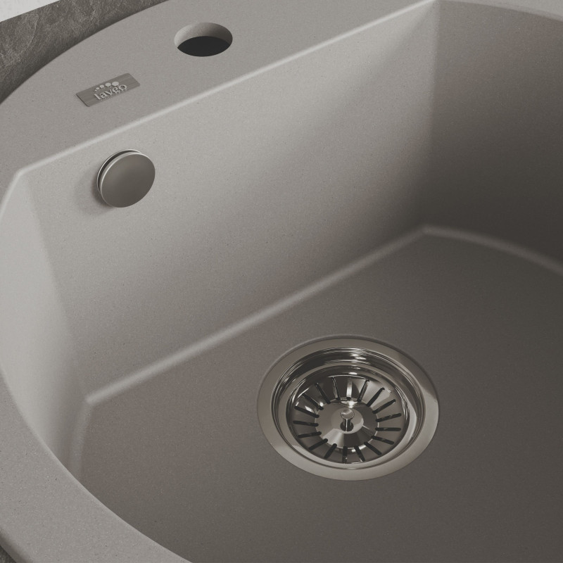 Zlew Zlewozmywak Granitowy Szary Okrągły Dafne