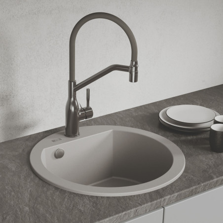 Zlew Zlewozmywak Granitowy Szary Okrągły Dafne Zlew Zlewozmywak Granitowy Szary Okrągły Dafne