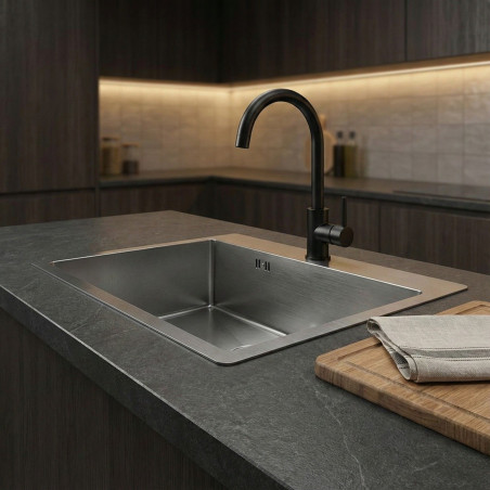 Zlew Zlewozmywak Jednokomorowy Wpuszczany Stalowy Grafit MARMARA Laveo