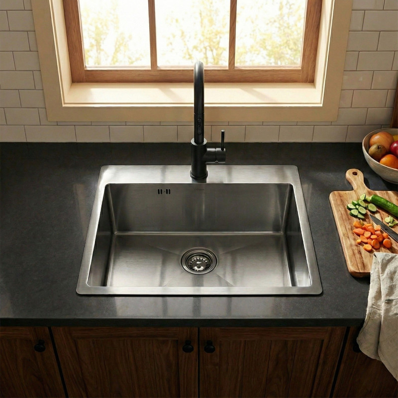 Zlew Zlewozmywak Jednokomorowy Wpuszczany Stalowy Grafit MARMARA Laveo Zlew Zlewozmywak Jednokomorowy Wpuszczany Stalowy Grafit MARMARA Laveo