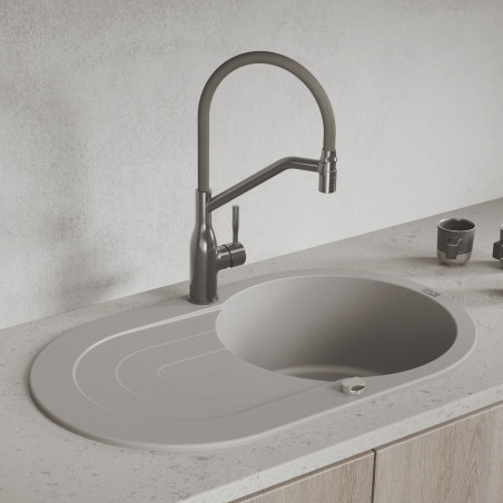 Zlew Zlewozmywak Granitowy Szary z Ociekaczem DAFNE Zlew Zlewozmywak Granitowy Szary z Ociekaczem DAFNE