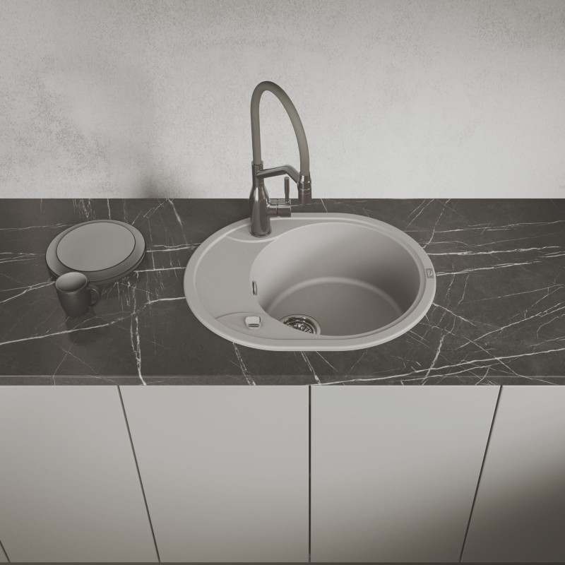 Zlew Zlewozmywak Jednokomorowy Szary z Ociekaczem