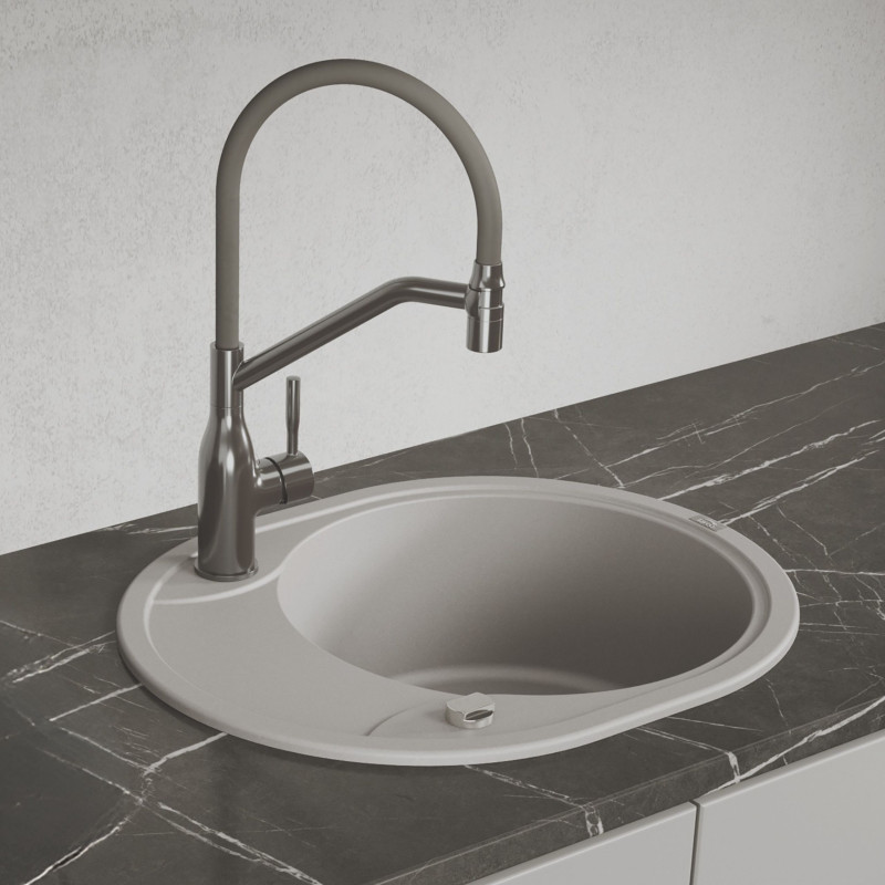 Zlew Zlewozmywak Jednokomorowy Szary z Ociekaczem