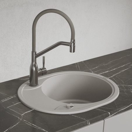 Zlew Zlewozmywak Jednokomorowy Szary z Ociekaczem Zlew Zlewozmywak Jednokomorowy Szary z Ociekaczem